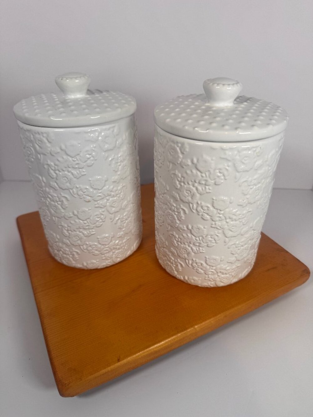Canister pair White Ceramic Strawberry Street 10